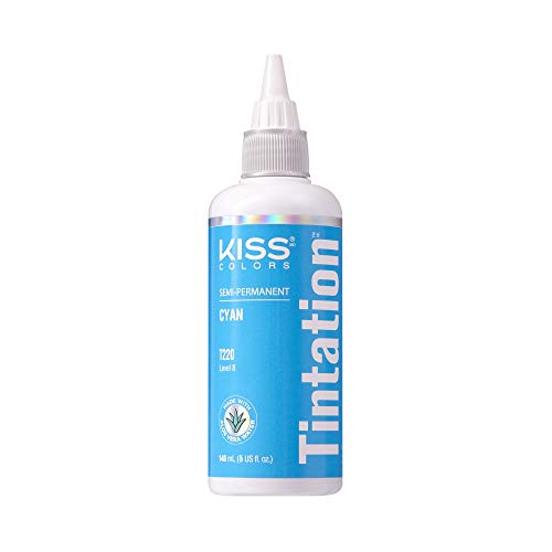 Kiss Tintation Semi-Permanent Hair Color Treatment 148 mL (5 US fl.oz) (Cyan) - Give Your Hair a Kiss