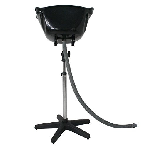 Height Adjustable Portable Salon Deep Shampoo Basin Sink Hair Treatment Bowl with Drain Hose- Black - Give Your Hair a Kiss