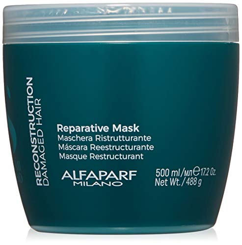 Alfaparf Milano Semi Di Lino Reconstruction Reparative Mask for Damaged Hair, Sulfate Free - Safe on Color Treated Hair - Paraben and Paraffin Free - Professional Salon Quality, 17.2 oz - Give Your Hair a Kiss