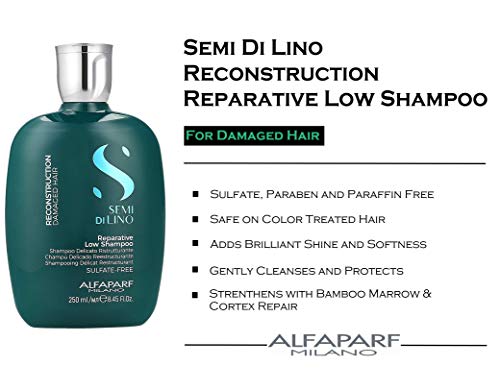 Alfaparf Milano Semi Di Lino Diamond Shine Illuminating Low Shampoo -  Sulfate Free - For Normal Hair - Paraben and Paraffin Free - Safe on Color