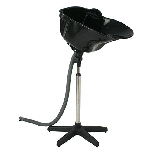 Height Adjustable Portable Salon Deep Shampoo Basin Sink Hair Treatment Bowl with Drain Hose- Black - Give Your Hair a Kiss